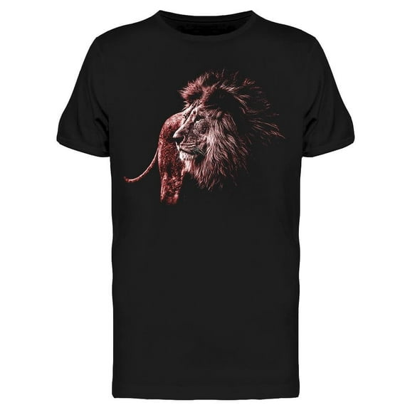 Dark Red Lion Portrait T-Shirt Men -Image by Shutterstock, Male x-Large
