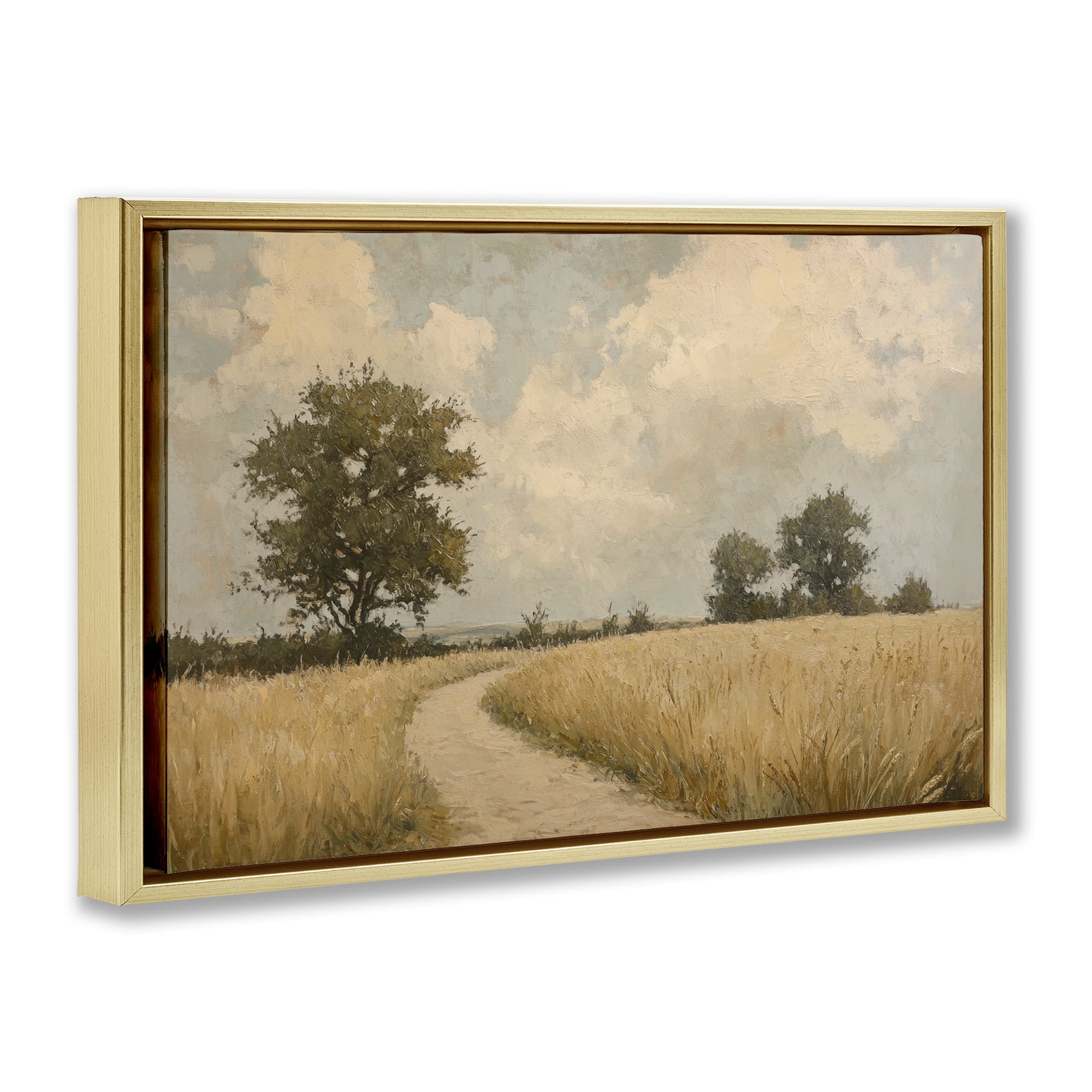Stupell Industries Soft Field of Wheat Gold Framed Floater Canvas Wall Art, design by Petal Prints Design