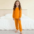 thumbnail image 6 of SERTG Boys Girls Solid Color Long Sleeve Top and Pants Set Kids Homewear Set Spring Fall Winter Casual Shirt Set(Orange,9 Years), 6 of 9