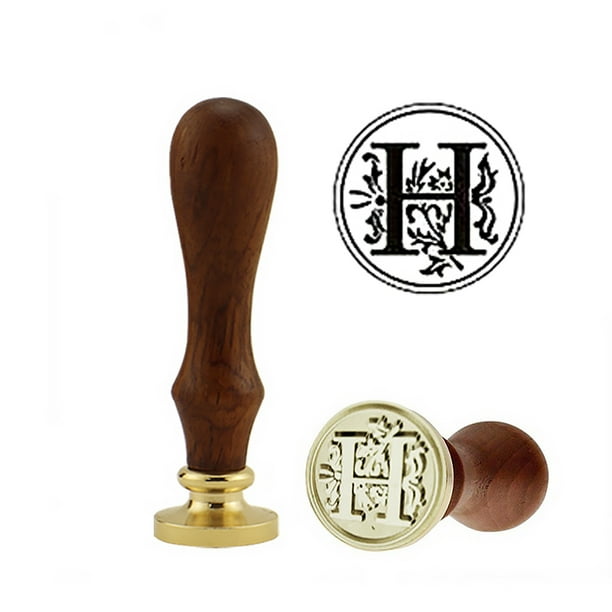 Juego de sellos de cera de sellado de letras Juego de sellos de sello retro con mango de madera y cabeza de cobre tholdsy EL4447-08B