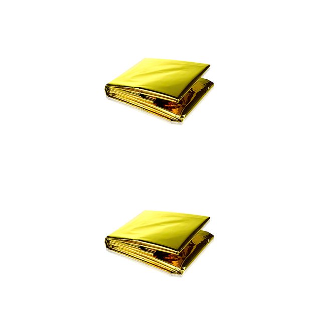 Greeniant Manta de emergencia para exteriores, a prueba de viento, cubierta térmica de rescate, senderismo, mochilero, tienda de campaña de un solo uso, Oro 140x210cm 2piezas Greeniant CBP215011