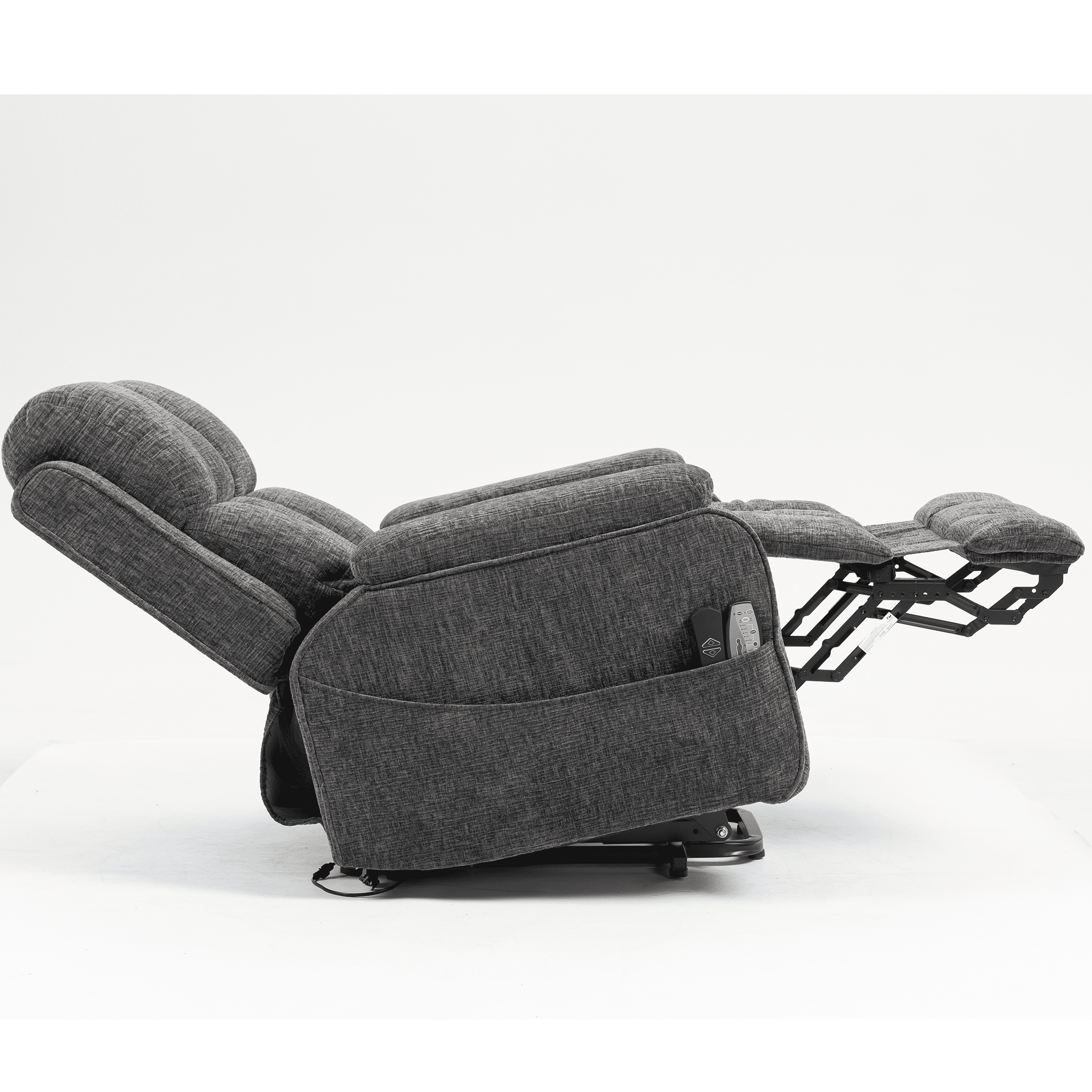 LEGAHOME Oversized Lift Recliner Chair with Heat & Massage, Fabric Lay Flat Recliner with Extended Footrest, Side Pockets, Cup Holders, USB Charging, Electric Power Sofa for Adults Seniors, Gray