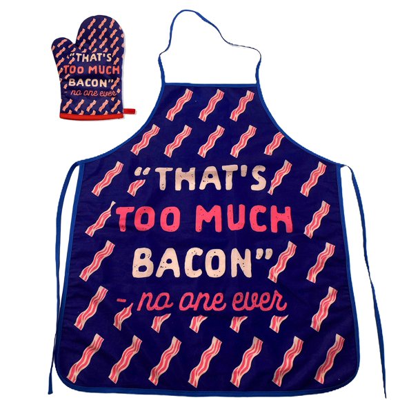 That's Too Much Bacon Sand No One Ever Funny Cooking Breakfast Kitchen Accessories Funny Graphic Kitchenwear Cool Food Novelty Cookware Blue Oven Mitt