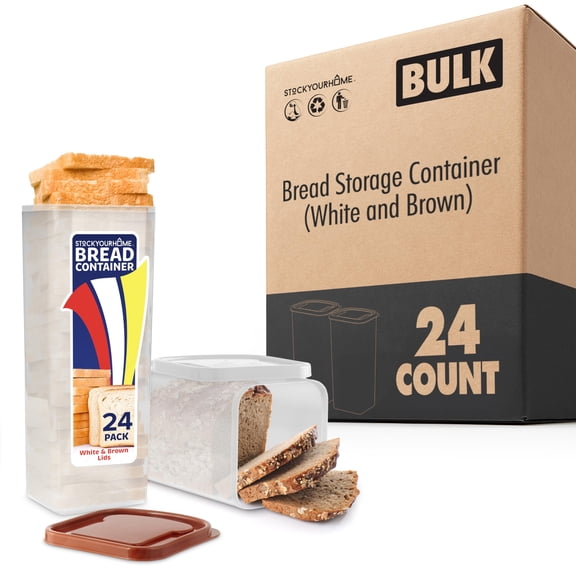 Stock Your Home Bread Container 24 Pack Bread Loaf Keeper Fresh Bread Storage Container Clear Bread Saver Bread Holder Bread Bin Plastic Bread Box