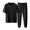 Black, variant on 1 Set Men Suit Solid Color Pocket Colors Block Crew Neck O-Neck Stretchy Summer Male Round Neck Pleats Outfit for Office