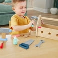 thumbnail image 4 of Fisher-Price Wooden Tool Box with Toy Drill, 9 Wood Pieces for Preschool Pretend Play, Ages 3+ Years, 4 of 5