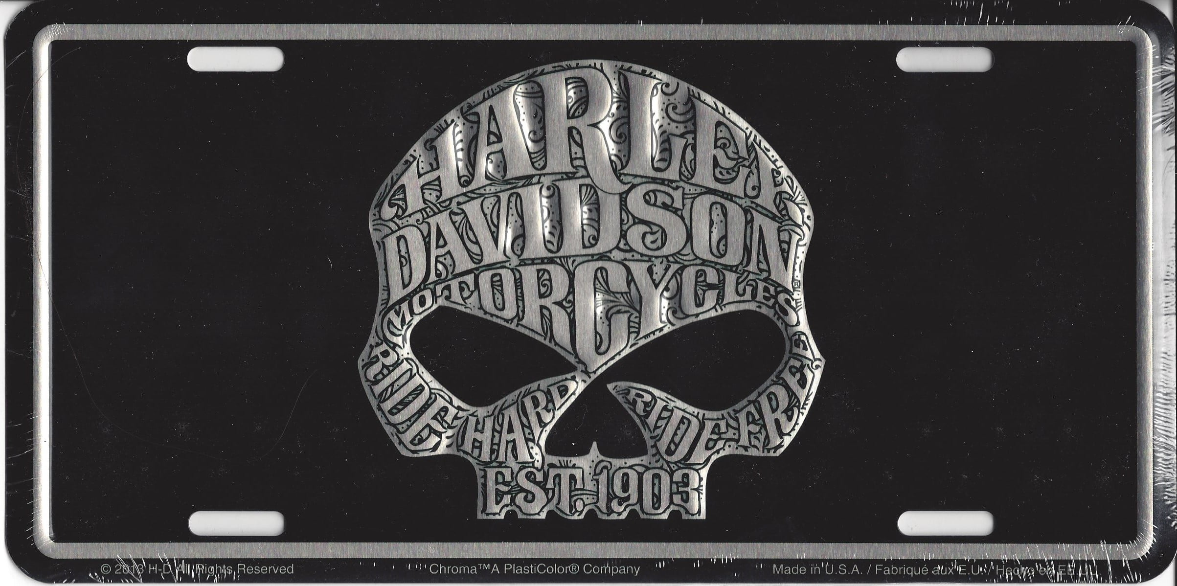 Harley Davidson Willie G Skull Acrylic Inlay Car License Plate Sign Tag 