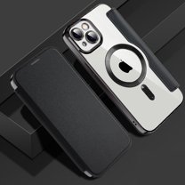 Nalacover Case for iPhone 14 Plus,Compatible with MagSafe Charging,Wallet Cover with RFID Blocking Card Slots,Shockproof PU Leather Magnetic Closure Folio Plating Clear Phone Case,Black