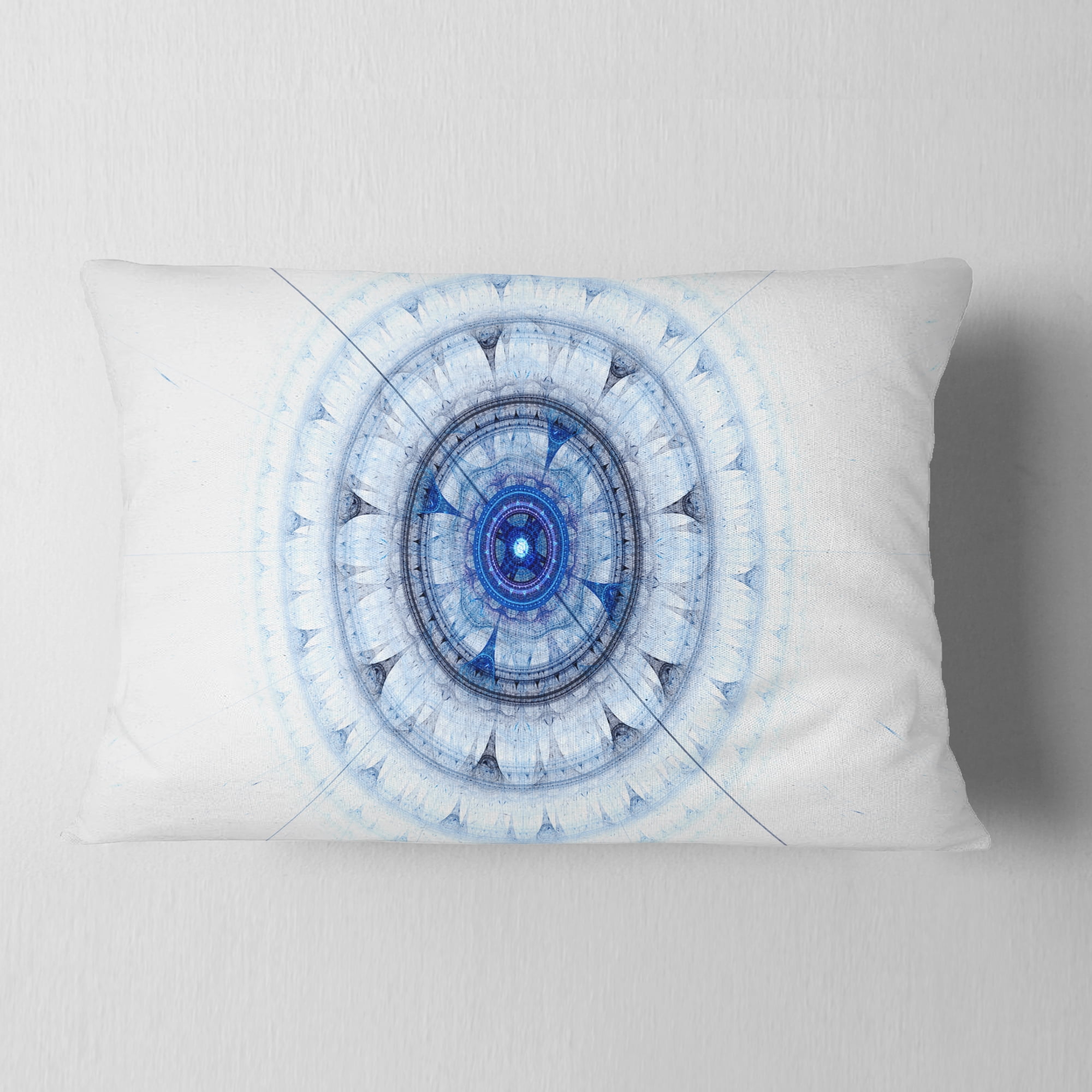 Designart Cabalistic Blue Fractal Sphere - Abstract Throw Pillow - 12x20