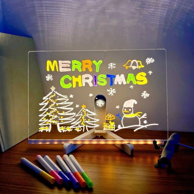Tablero de notas LED TUTUnaumb con colores, tablero de mensajes acrílico brillante (2024), tablero acrílico de borrado en seco con soporte, tablero de mensajes con letras LED brillantes, multicolor