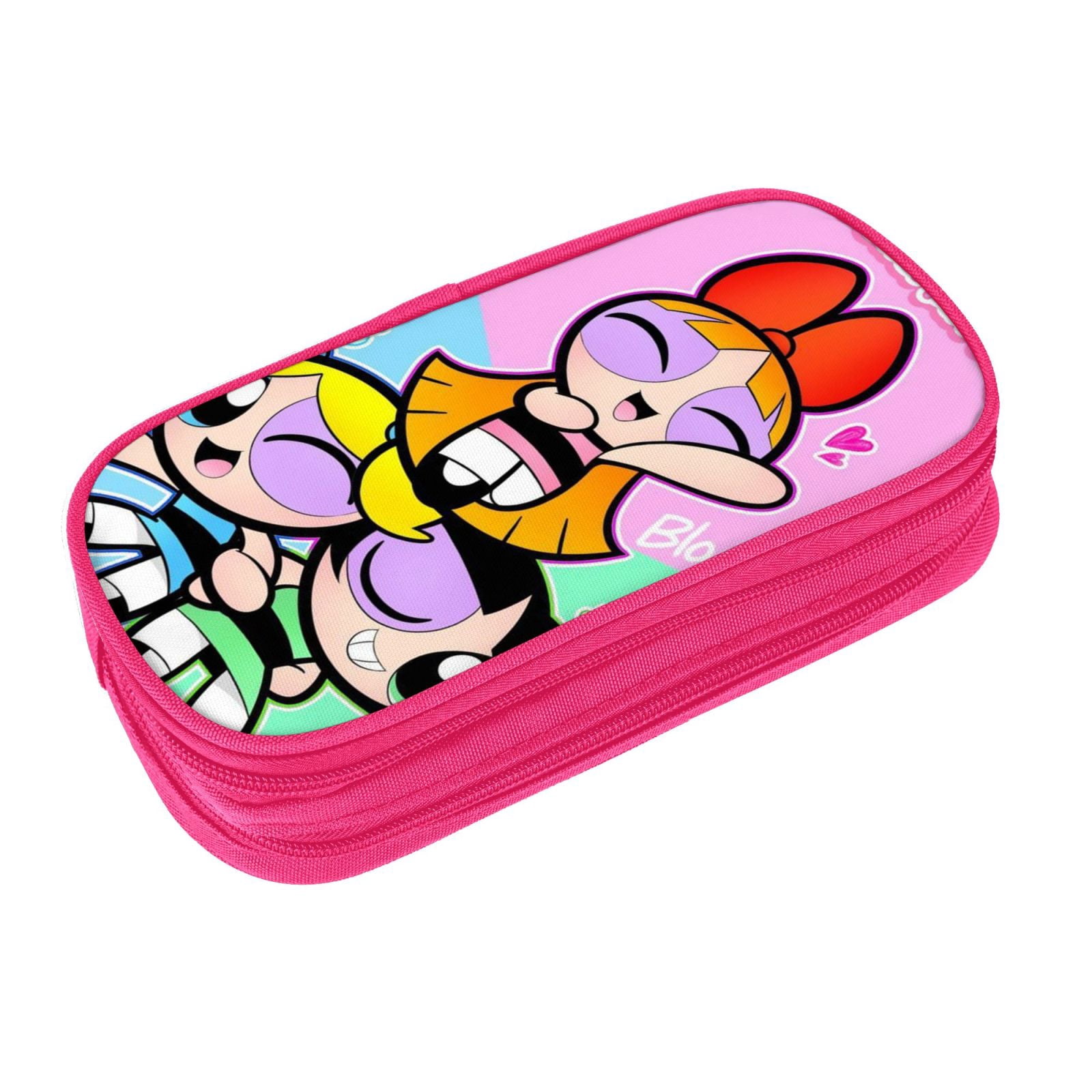 The Powerpuff Gi-rls Pencil Case Large Capacity Pencil Pouch Penbag Office Stationery Organizer Travel Makeup Bag Pink