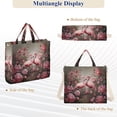 thumbnail image 6 of Flamingoes Flowers Leaves Floral Corduroy Tote Bag Handbag Large Messenger Bag Shoulder Crossbody Zipper Bag Purse, 6 of 8