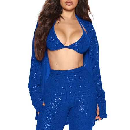 

Zrbywb Autumn Women Cardigans Sweater Womens V Neck Sequin Bra Camisole Long Sleeve Cardigan Party Club Basic Crop Top Streetwear Two Pieces Sexy Sets
