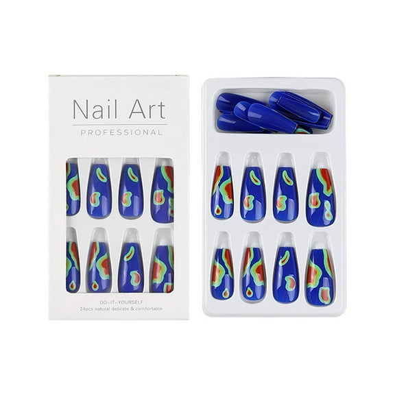 pengxiang Clearance Nails Kit Acrylic Set,Contrast Color Wearable French Nails Soft And Thin Finished Nail Stickers Detachable And Reusable Jelly Glue