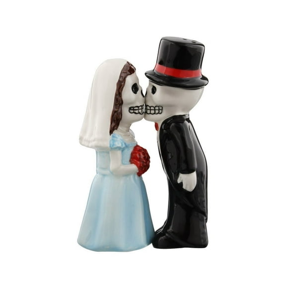 Pacific Trading Love Never Dies Skeleton Bride and Groom Salt and Pepper Shakers