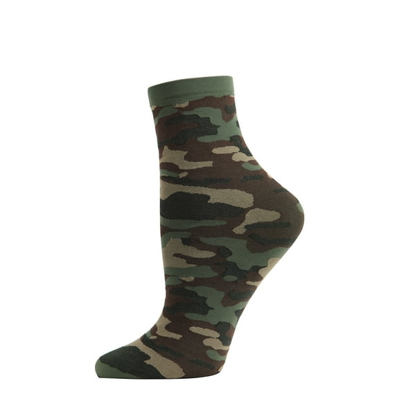 MeMoi Women's You Can't See Me Camouflage Print Anklet Sock - Womens - Female, 9-11, Green