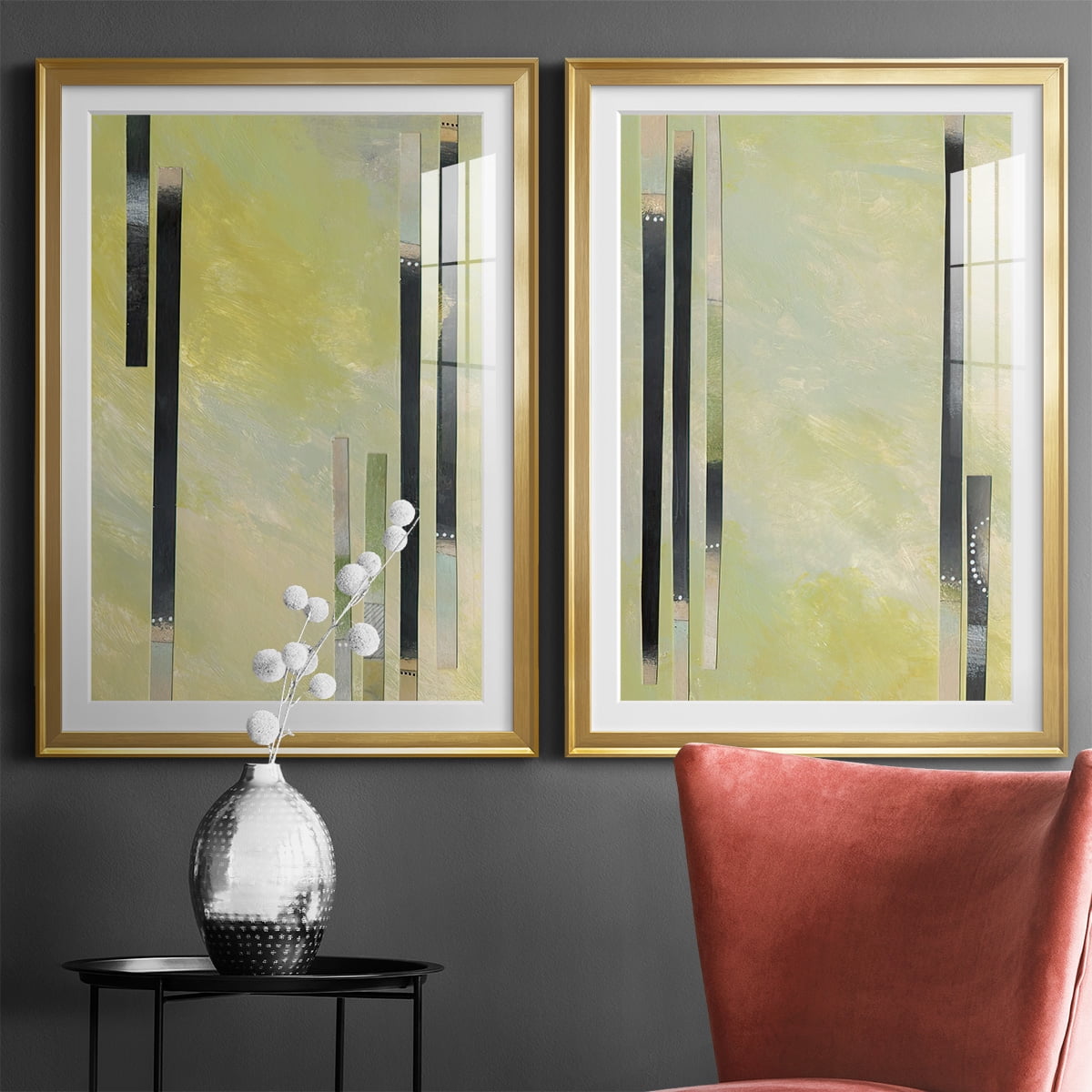 Wexford Home Neutral Assemblage I Premium Framed Print, 22.5" x 30.5" - Ready to Hang, Gold (Set of 2)