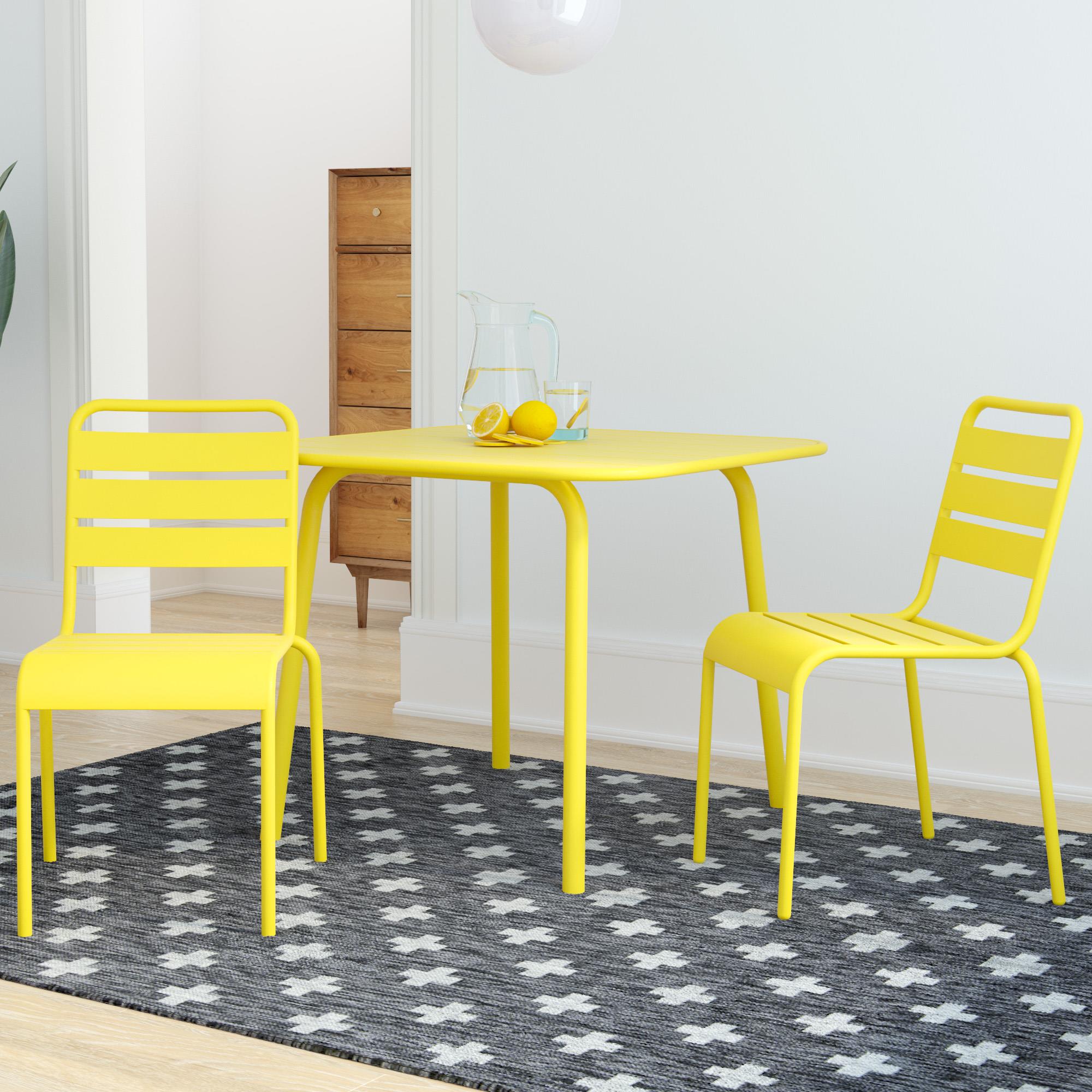 Novogratz Poolside Gossip Collection, June Outdoor/Indoor Square Dining Table, Yellow
