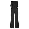 thumbnail image 4 of Mrat Womens Rompers and Jumpsuits Womens Trendy Summer Solid Casual Ruffle Sleeveless Suspender Jumpsuit Women's Paper Bag Waist Pants S-101 Black XXL, 4 of 5
