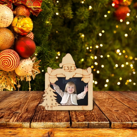 UNOMOR 3pcs Empty Wood Picture Frame Christmas Theme Photo Frames for Friends