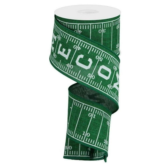 2.5" Football Field Homecoming Ribbon: Green (10 Yards)