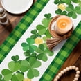 thumbnail image 3 of St. Patrick's Day Table Runner - 90 Inch Long Lucky Shamrock Grasses Green Plaid Cotton and Linen Blended Dress Scarves Farmhouse Table Runner for Kitchen Dining, Coffee Table, 13" x 90", 3 of 8