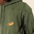 thumbnail image 5 of Dalix Hot Dog Embroidered Fleece Hoodie Mineral Wash Long Sleeve Sweatshirt Mens in Olive S Small, 5 of 5