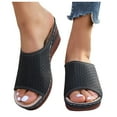 thumbnail image 2 of IUJSOY Womens Sandals Platform Peep Toe Wedge High Heel Slip on Boho Breathable Slides Shoes, 2 of 9