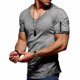 thumbnail image 2 of Men's T-shirt V-neck Solid Large Casual Zipper Short Sleeve T-shirt 3XL, 2 of 5