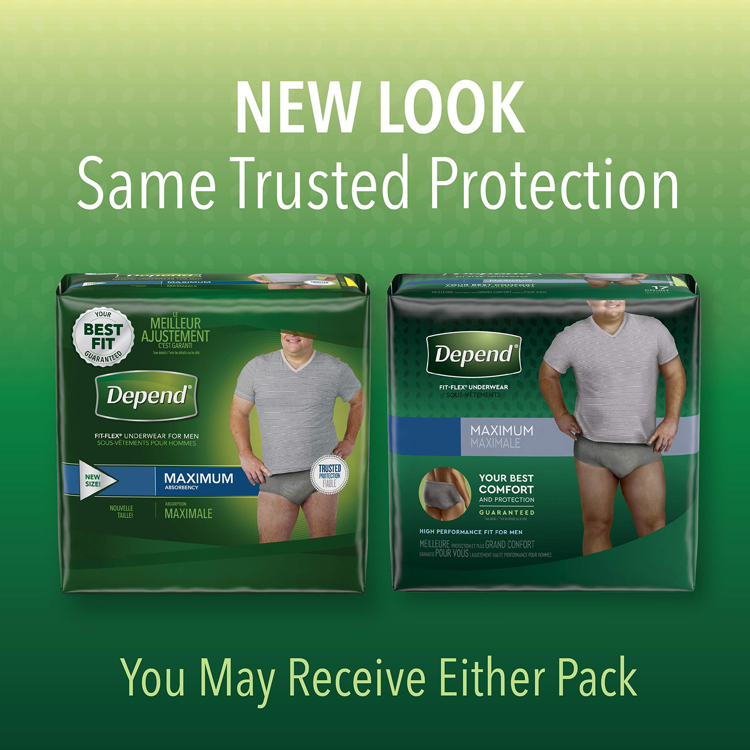 Depend Fit-Flex Incontinence Underwear for Men (Pack of 18)