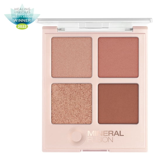 MINERAL FUSION Vegan Eye Shadow Palette, Summer Vacation | 4 Blendable Shades Matte, Satin, Shimmer