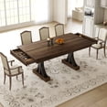 thumbnail image 2 of 71-Inch Rectangular Dining Table for 6-8 – Spacious Wood Double Pedestal – Extra Thick Tabletop – Two Large Drawers – Solid Frame – Perfect for Dining Room, Kitchen, or Office – Walnut, 2 of 8