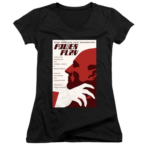Star Trek Tng Season 5 Episode 15 Junior Women's V-Neck T-Shirt Black