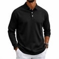 thumbnail image 3 of UDAUDU Mens Long Sleeve Polo Shirts 3 Button Casual Tee Collared Basic Business Work Pullover Shirts L, 3 of 9