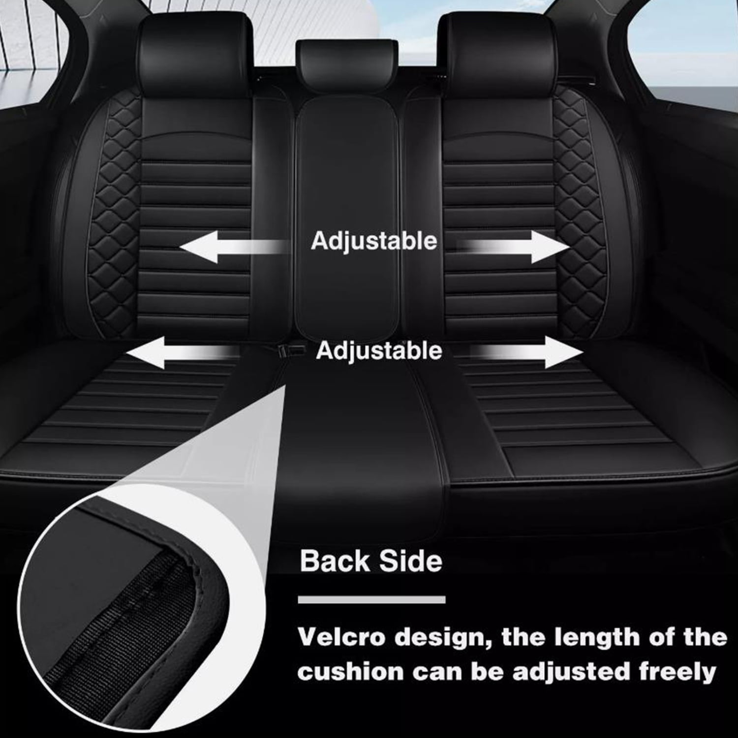 Full Set Car Seat Covers Fit for Nissan Sentra 2008-2024,5pcs PU Leather Car Seat Cushion Protector Waterproof&Airbag Compatible,Black