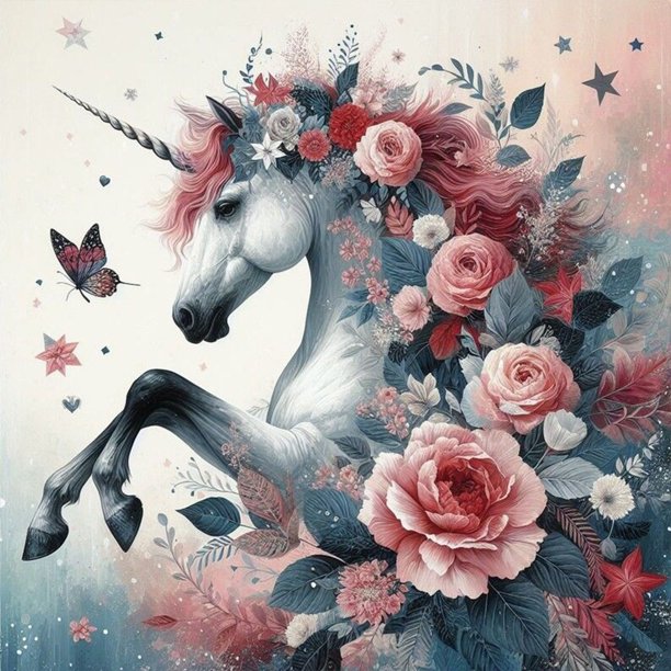 Pintura de diamante 5D DIY, kit de unicornio con taladro redondo completo, decoración del hogar, 30x30cm
