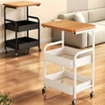 thumbnail image 5 of Multifunctional kitchen cart, black multi-layer mobile storage rack, sturdy metal frame, suitable for living room, bedroom, kitchen, bathroom, and office - easy to assemble, smooth-rolling casters. S, 5 of 10