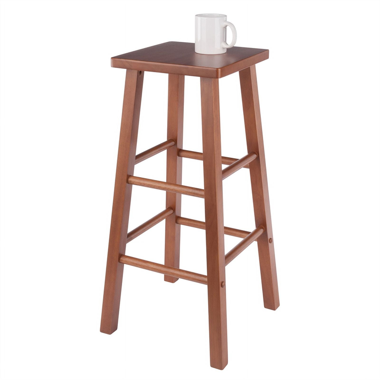 Winsome Carrick Square Seat Bar Stool, Teak Finish