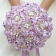 thumbnail image 4 of Nvzi Ramo de novia para boda, dama de honor, rosa de satén, perlas artificiales, cintas de satén, ramo de flores para boda, verde y naranja, 4 of 4