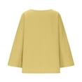 thumbnail image 6 of Otntypg Oversized Linen Shirts for Women Long Sleeve Plus Size Tops Gauze Split Side Casual Dressy Blouses Lightweight Crew Neck Loose Cotton Tunic Tops Yellow XL, 6 of 7