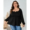 thumbnail image 3 of Women Plus Size Shirts Notched Neck Long Sleeve Blouse Casual Tops, 3 of 5