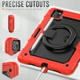 thumbnail image 5 of ELEHOLD Rugged Case for iPad Pro 11" 2022/2021/2020/2018 iPad Air 5/4 Full Body Protective Portable Folding Handle Grip 360° Rotating Kickstand Pencil Holder Shockproof Anti-Scratch Hybrid Cover,Red, 5 of 8