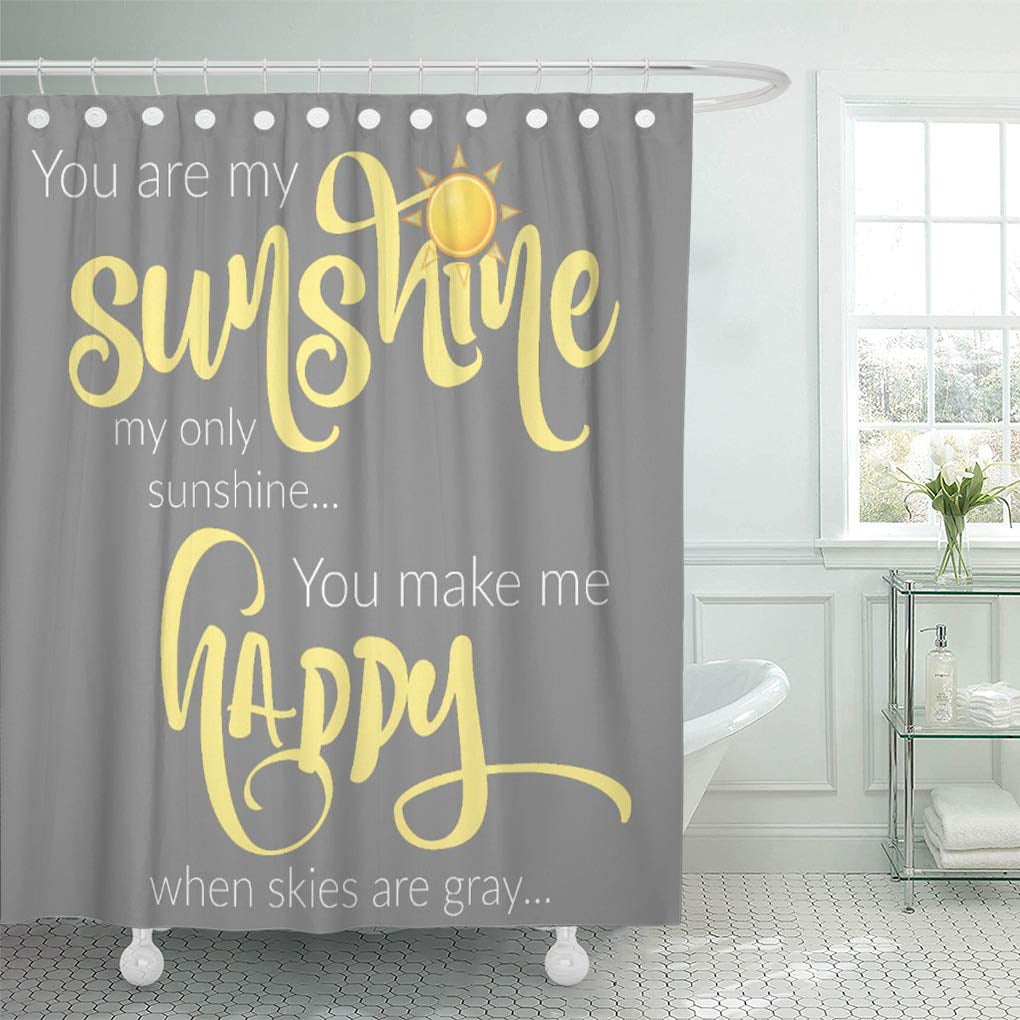 CYNLON You are My Sunshine Yellow on Gray Chevron Bathroom Decor Bath