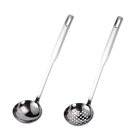 

2pcs Hot Pot Scoops Stainless Steel Soup Spoon and Colander Cooking Ladle Cookware for Home Restaurant