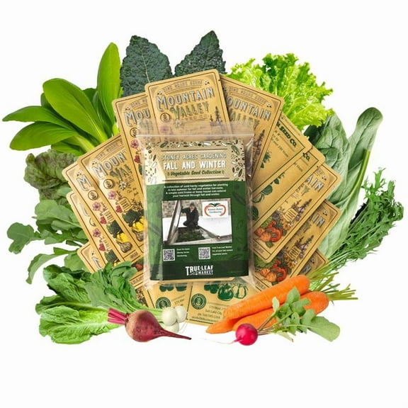 Seed Assortment - 14 Variety Fall & Winter Vegetable Collection, Non-GMO, Heirloom Seeds, Cold-Hardy Crops, Ideal for Fall & Winter Planting, Perfect for Home Gardeners, Full Sun, Easy to Grow.