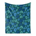 thumbnail image 1 of Shells Soft Flannel Fleece Throw Blanket, Periwinkle and Chesnut Turban Shell on Dotted Vortex Shape Motif, Cozy Plush for Indoor and Outdoor Use, 60" x 80", Blue Violet Dark Teal, by Ambesonne, 1 of 6