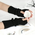 thumbnail image 2 of GDREDA Solid Knit Fingerless Mittens Warm Winter Handwear Texting Touchscreen Gloves For Cold Weather And Comfort Black,One Size, 2 of 4