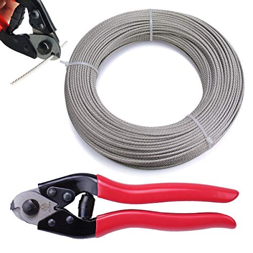 Muzata Stainless Steel Cable 1/8 inch,T316 Marine Grade Wire Rope,7x7