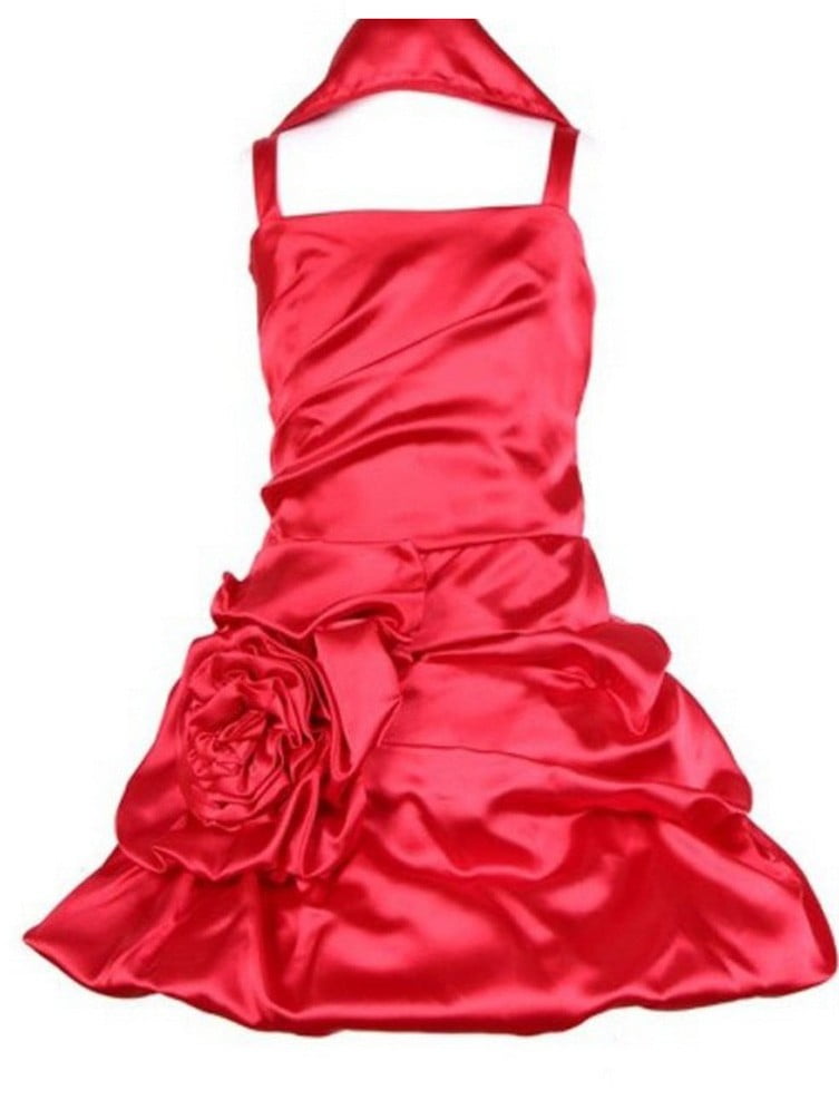 girls red satin dress