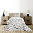 thumbnail image 4 of Ambesonne Love Quilted Bedspread Set 2 Pcs, Calligraphy Hearts Stars, Twin Size, Grey Black Red, 4 of 5